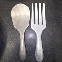 Nambé Vintage Alloy Salad Bowl w/ Serving Fork & Spoon