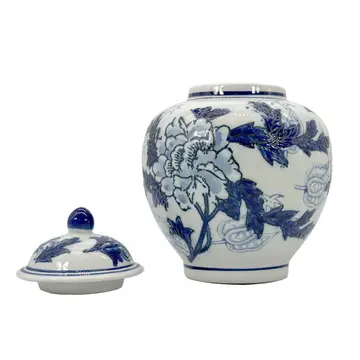 Classic Blue & White Floral Ceramic Ginger Jar 10" - Image 4
