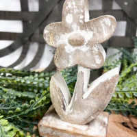 Whitewashed Flower Carving
