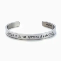 Never a Victim, Forever a Fighter- Silver Cuff Bracelet