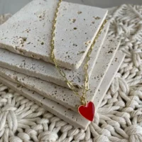 Red Heart on My Sleeve- Necklace