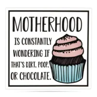 Motherhood is constantly wondering if that's dirt sticker