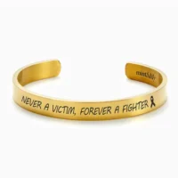 Never A Victim, Forever a Fighter- 18K Gold Cuff Bracelet