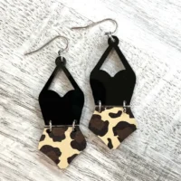 Holly & Liz Swimsuit Earrings - Black & Animal Print