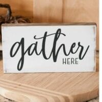 White Gather Here Word Block