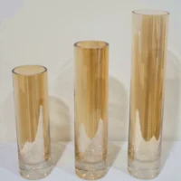 Amber Glass Cylinder Vase