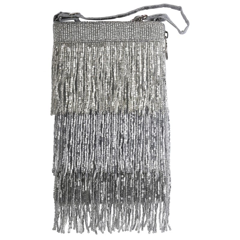 Hand-beaded Roaring 20s Club Bag- Silver