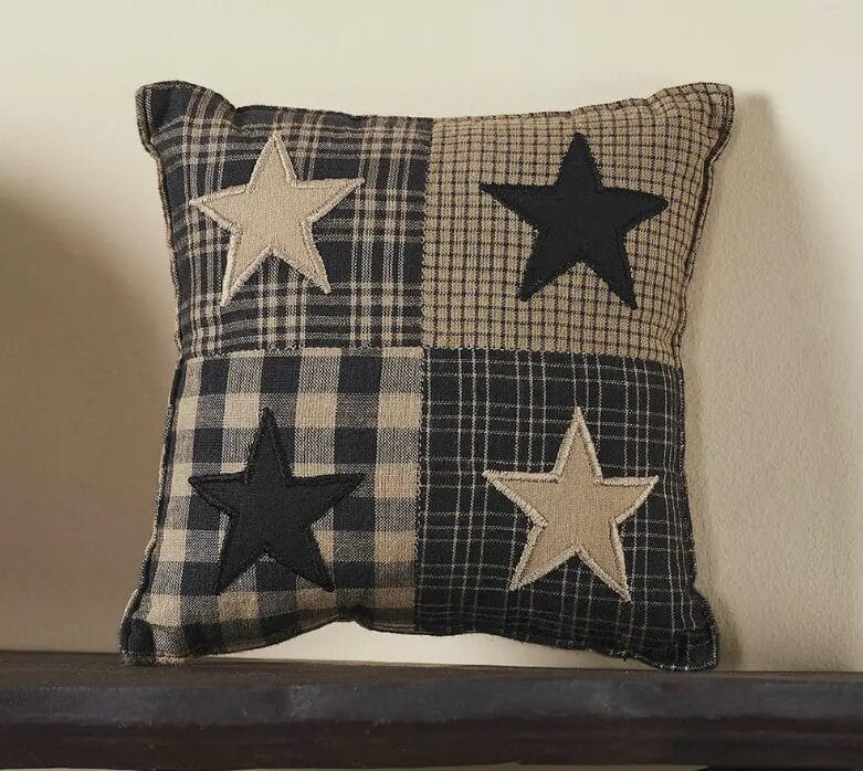 Black Check Star Pillow 6"x6"