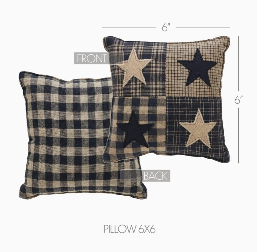 Black Check Star Pillow 6"x6" - Image 2