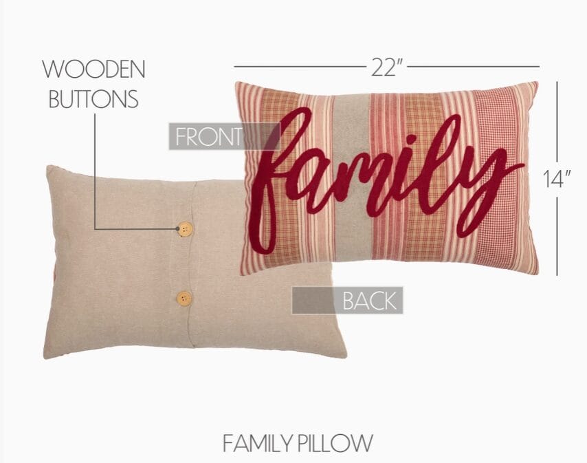 Sawyer Mill Red Family Pillow 14"x 22" - Image 2