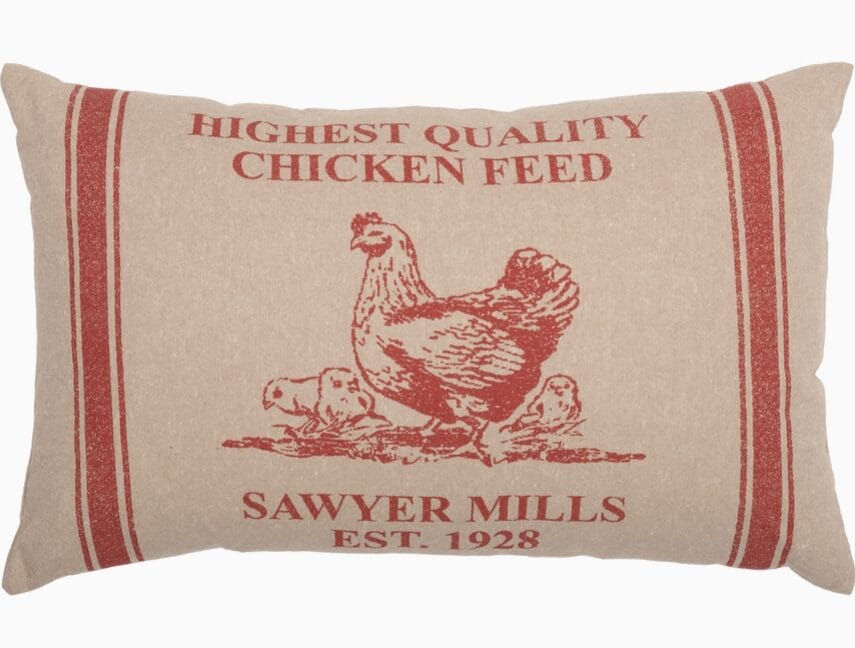 Sawyer Mill Red Hen & Chicks Pillow 14"x 22"