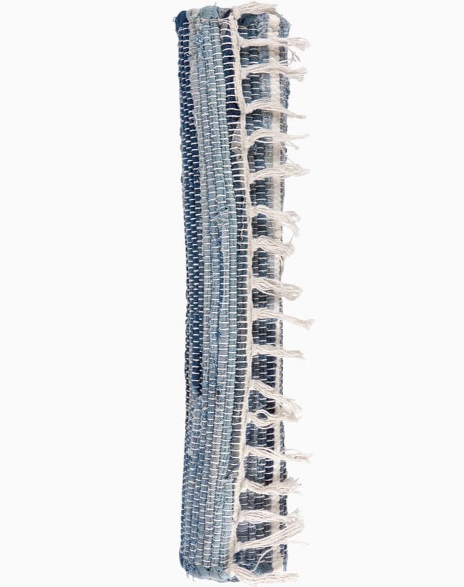 Indigo-Striped Woven Cotton Rug - Image 3