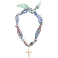 Beaded Cross Scarf Necklace