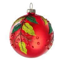 Beaded Vine Glass Ball Ornament