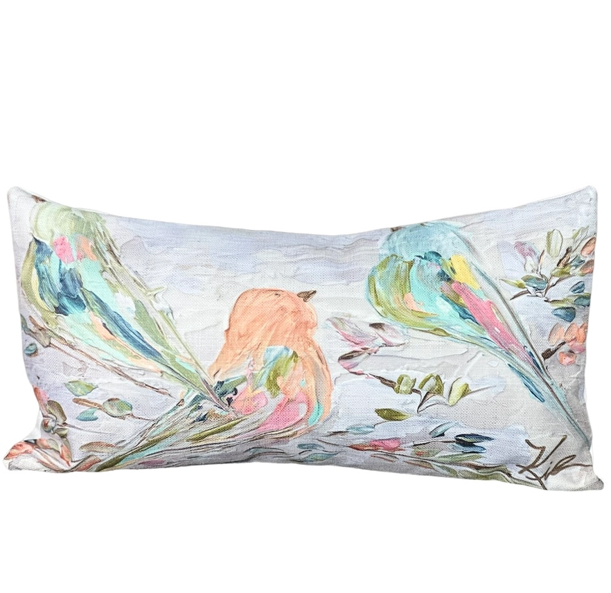 Three Birds Lumbar Pillow