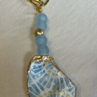 Decoupage Oyster Keychain - Blue Burst