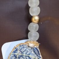 Decoupage Oyster Keychain - Blue Mosaic