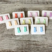 Fluffy Bunny Stud Earrings