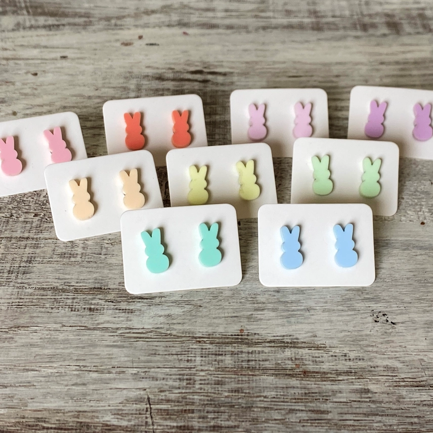 Fluffy Bunny Stud Earrings