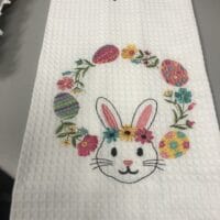 Bunny Egg Wreath Kitchen Towel