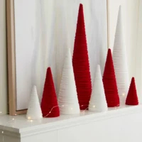 Velvet Christmas Trees- Candy Cane Red
