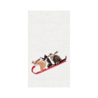 Cats Tobogganing Waffle Towel