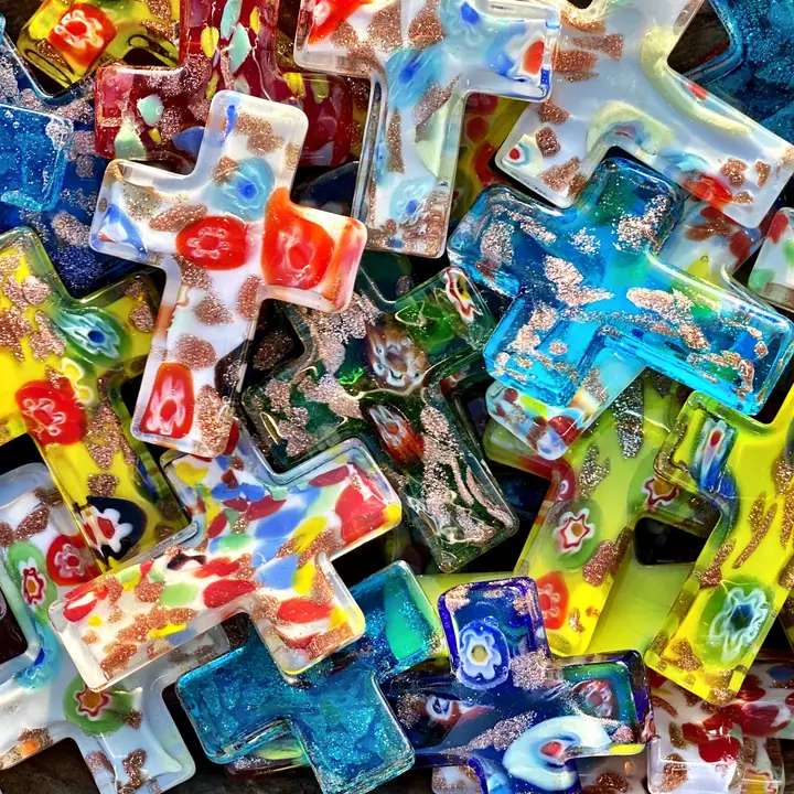 Multi-Colored Glass Pocket Cross - Image 2