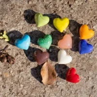 Rainbow Glass Pocket Hearts