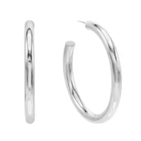 Maya J Gold Overlay Hollow Hoops - 2" White