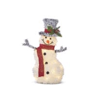 Flocked Tinsel Lighted Snowman 20.5"