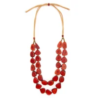 Organic Tagua Marlene Necklace - red