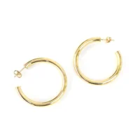 Maya J Gold Overlay Hollow Hoops - 1.5" Yellow