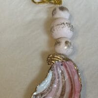 Decoupage Oyster Keychain - Pink & Gold
