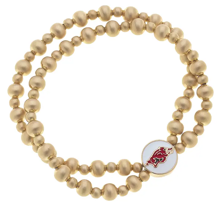 Arkansas Razarback Double-Bead Bracelet