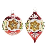 Red & Gold Vintage Blown Glass Ornament