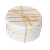 White Marble Coasters with Gold Inlay (Set of 4)