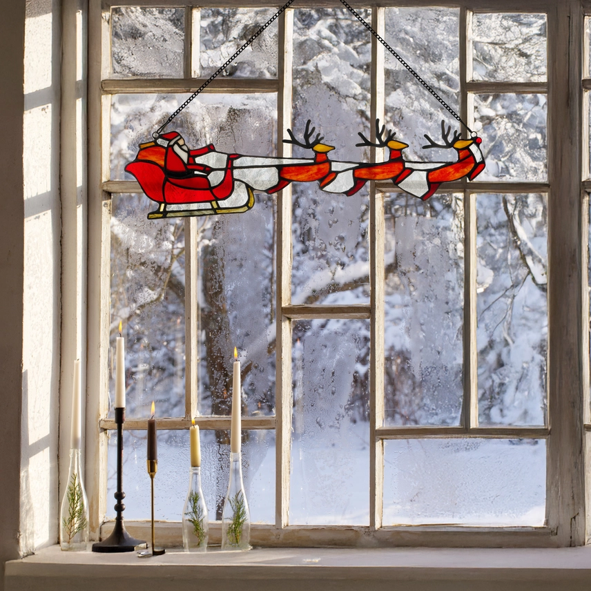 Santa's Sleigh Stained Glass - Image 2