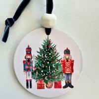 Watercolor Nutcrackers Ceramic Ornament