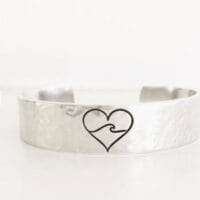 Wave-in-Heart Bracelet Cuff