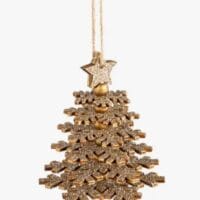 Wooden Glitter Christmas Tree Ornament