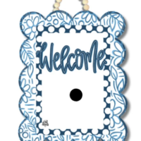 Blue and White Scallop Door Hanger