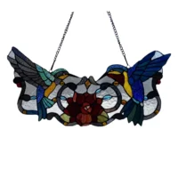 "Flutters" Hummingbird Stained Glass window panel