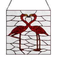 "Fond Flamingos" Stained Glass window panel
