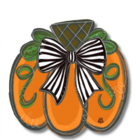 DK Designs Black & White Bow Pumpkin Mini