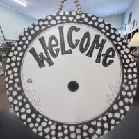 DK Designs Black & White Dot "Welcome" Door Hanger