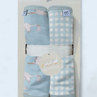 Goosies Burp Cloth Set: Stork/Blue Gingham
