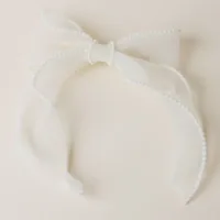 Sheer Cream & Pearl Hairbow